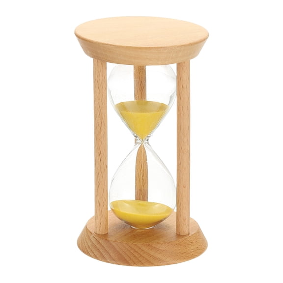 Uxcell 20 Minutes Sand Timer, 1 Pcs Wooden Sand Watch High Glass Sandglass Timer for Living Room Home Office Restaurant Decoration, Yellow
