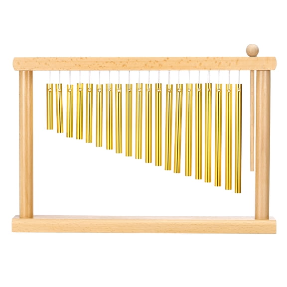 Uxcell 20 Note Chime Bar Table Top Wind Chimes Music Percussion Instrument with Mallet for Relaxing Meditation Classroom Office Decoration (Gold Tone)