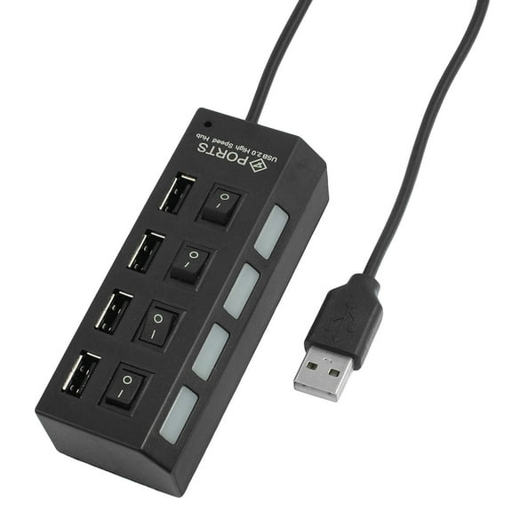 Uxcell 20 ON/OFF Sharing Switch High Speed 4 Port USB 2.0 Hub Plastic Black