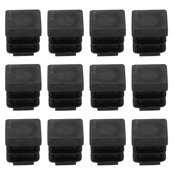 Uxcell 20 PCS 1/2"(13mm) Square Plastic Hole Plugs, Black Plastic Pipe Tubing End Caps for Furniture, Pipe Tubing, Table, Chair