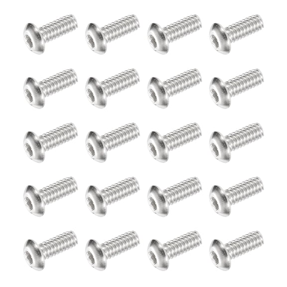 Uxcell 20 PCS #10-24 UNF x 1/2 Inch Button Head Socket Cap Screw Hex Bolt Silver