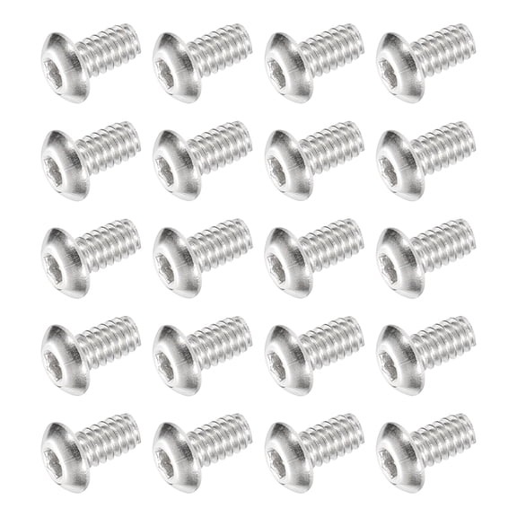 Uxcell 20 PCS #10-24 UNF x 3/8 Inch Button Head Socket Cap Screw Hex Bolt Silver