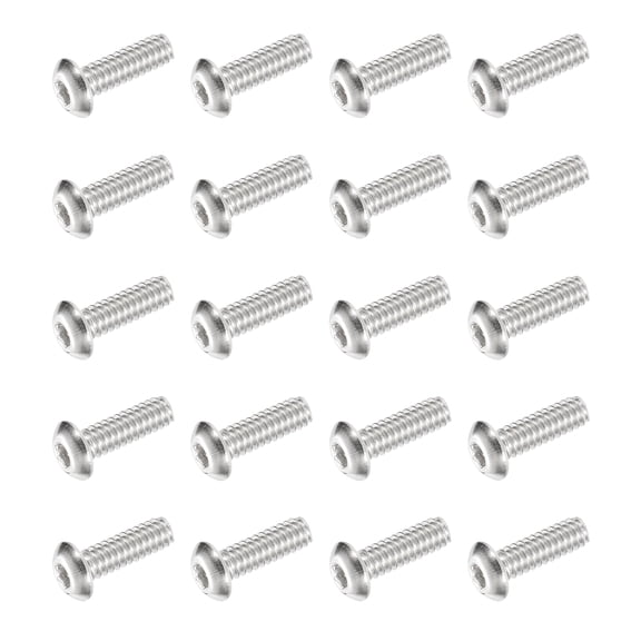 Uxcell 20 PCS #10-24 UNF x 5/8 Inch Button Head Socket Cap Screw Hex Bolt Silver