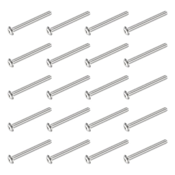 Uxcell 20 PCS #6-32 UNF x 1-1/4 Inch Button Head Socket Cap Screw Hex Bolt Silver