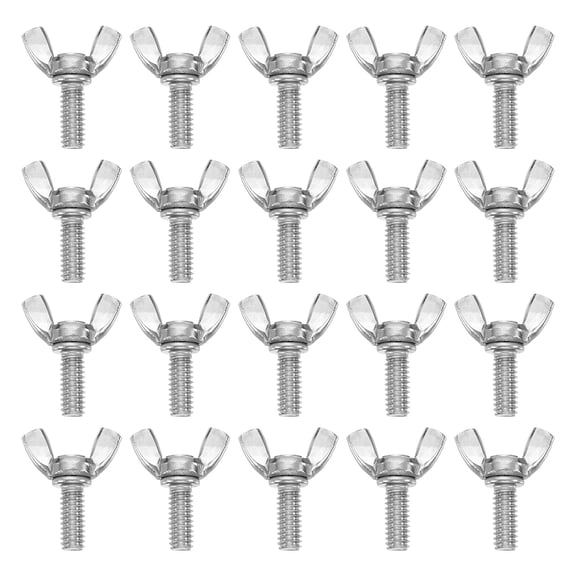 Uxcell 20 Pack 1/4-20" x 5/8" Wing Butterfly Screw Bolts, 304 Stainless Steel Machine Fastener, Thumb Hand Screws for Electronic Equipment, Silver Tone