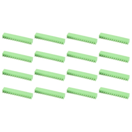 Uxcell 20 Pack 14 Pin 3.81mm Pitch PCB Terminal Block Connectors, 300V 8A Pitch PCB Terminal Block Plug Connector for 28-16AWG Cable, DIY Electronic Projects(Green, 54.5x7.3x12.8mm)