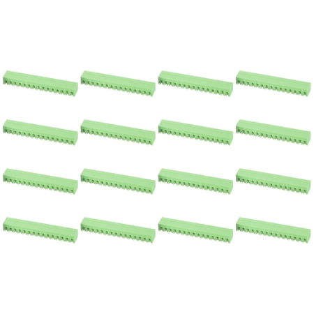 Uxcell 20 Pack 15 Pin 3.81mm Pitch PCB Terminal Block Connectors, 300V 8A Pitch PCB Terminal Block Plug Connector for 28-16AWG Cable, DIY Electronic Projects(Green, 58.5x7.3x12.8mm)