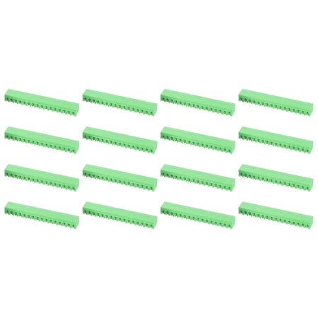Uxcell 20 Pack 16 Pin 3.81mm Pitch PCB Terminal Block Connectors, 300V 8A Pitch PCB Terminal Block Plug Connector for 28-16AWG Cable, DIY Electronic Projects(Green, 62.2x7.3x12.8mm)