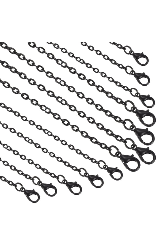 20 pack 17.7 inch Necklace Chains Bulk 2mm Black Plated Cable Chains with Lobster Clasps for Jewelry Making