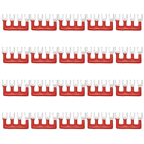 Uxcell 20 Pack 2-Postion 400V Pre Insulated Fork Type Terminal Strip (TB-1504), Red
