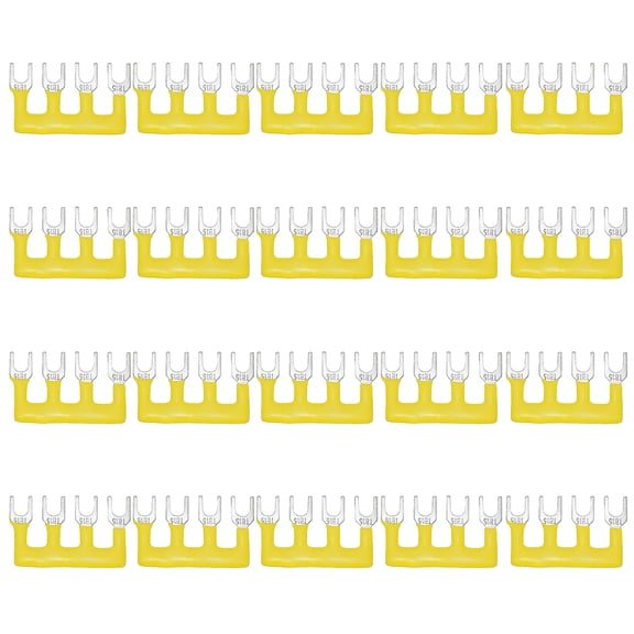 Uxcell 20 Pack 2-Postion 400V Pre Insulated Fork Type Terminal Strip (TB-1504), Yellow