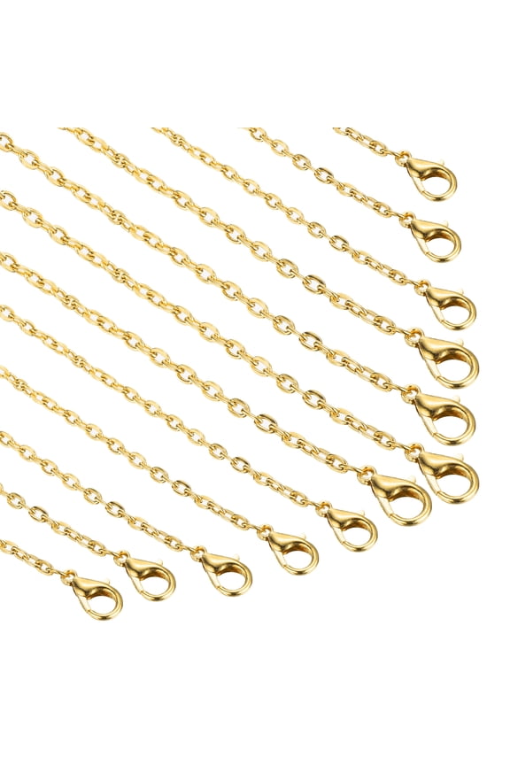 20 pack 20 inch Necklace Chains Bulk 2mm Gold Plated Cable Chains with Lobster Clasps for Jewelry Making