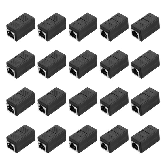 Uxcell 20 Pack 20x44x21mm RJ45 Splitter Coupler 1 to 2 Splitter Cat6 Cat5e Cat5 Ethernet Cable Extender Adapter Black