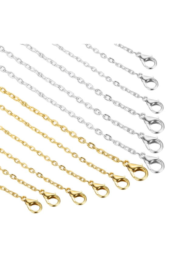 20 pack 21.6 inch Necklace Chains Bulk 2mm Gold and Silver Plated Cable Chains with Lobster Clasps for Jewelry Making