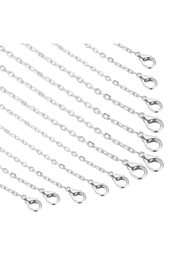 20 pack 21.6 inch Necklace Chains Bulk 2mm Silver Plated Cable Chains with Lobster Clasps for Jewelry Making