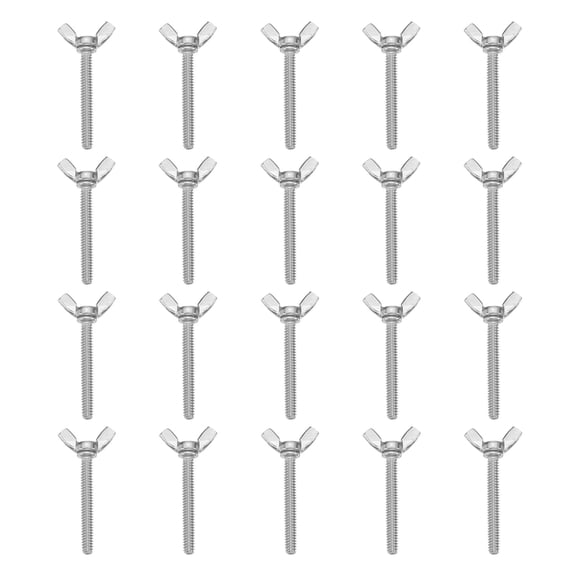 Uxcell 20 Pack 3/16-24 " x 1-1/2" Wing Butterfly Screw Bolts, 304 Stainless Steel Machine Fastener, Thumb Hand Screws for Electronic Equipment, Silver Tone