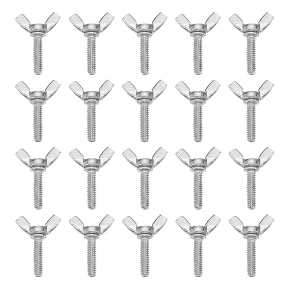 Uxcell 20 Pack 3/16-24" x 3/4" Wing Butterfly Screw Bolts, 304 Stainless Steel Machine Fastener, Thumb Hand Screws for Electronic Equipment, Silver Tone