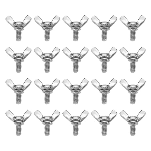 Uxcell 20 Pack 3/16-24" x 3/8" Wing Butterfly Screw Bolts, 304 Stainless Steel Machine Fastener, Thumb Hand Screws for Electronic Equipment, Silver Tone