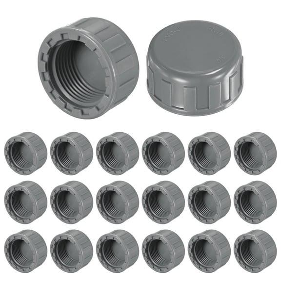 Uxcell 20-Pack 3/4 Inch UPVC Sprinkler Cap, Female Thread Sprinkler Head Caps for Yard/Garden/Watering Irrigation Systems, Inner Teeth End Pipe Plugs [Gray]