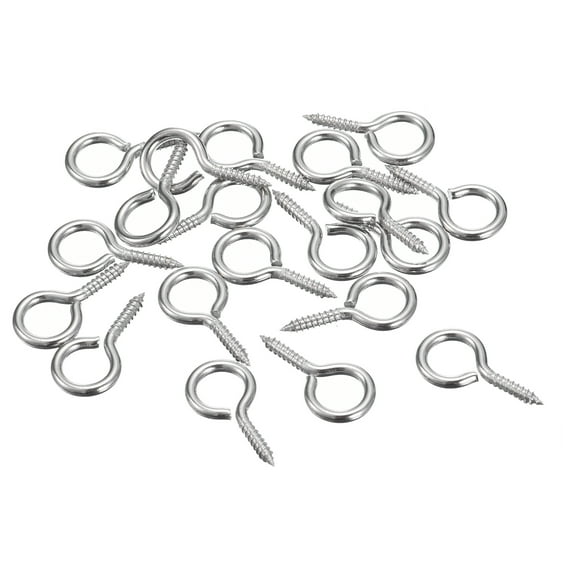 Uxcell 20 Pack 304 Stainless Steel 22x11mm Small Eye Screws Mini Eye Pins, Silver
