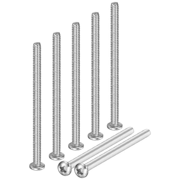 Uxcell 20-Pack 4-40x1-3/4 Pan Head Machine Screws 304 Stainless Steel Cross Head Fully Threaded Bolts for Furniture Silver