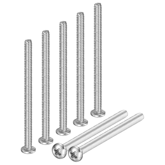 Uxcell 20-Pack 4-40x1-5/8 Pan Head Machine Screws 304 Stainless Steel Cross Head Fully Threaded Bolts for Furniture Silver