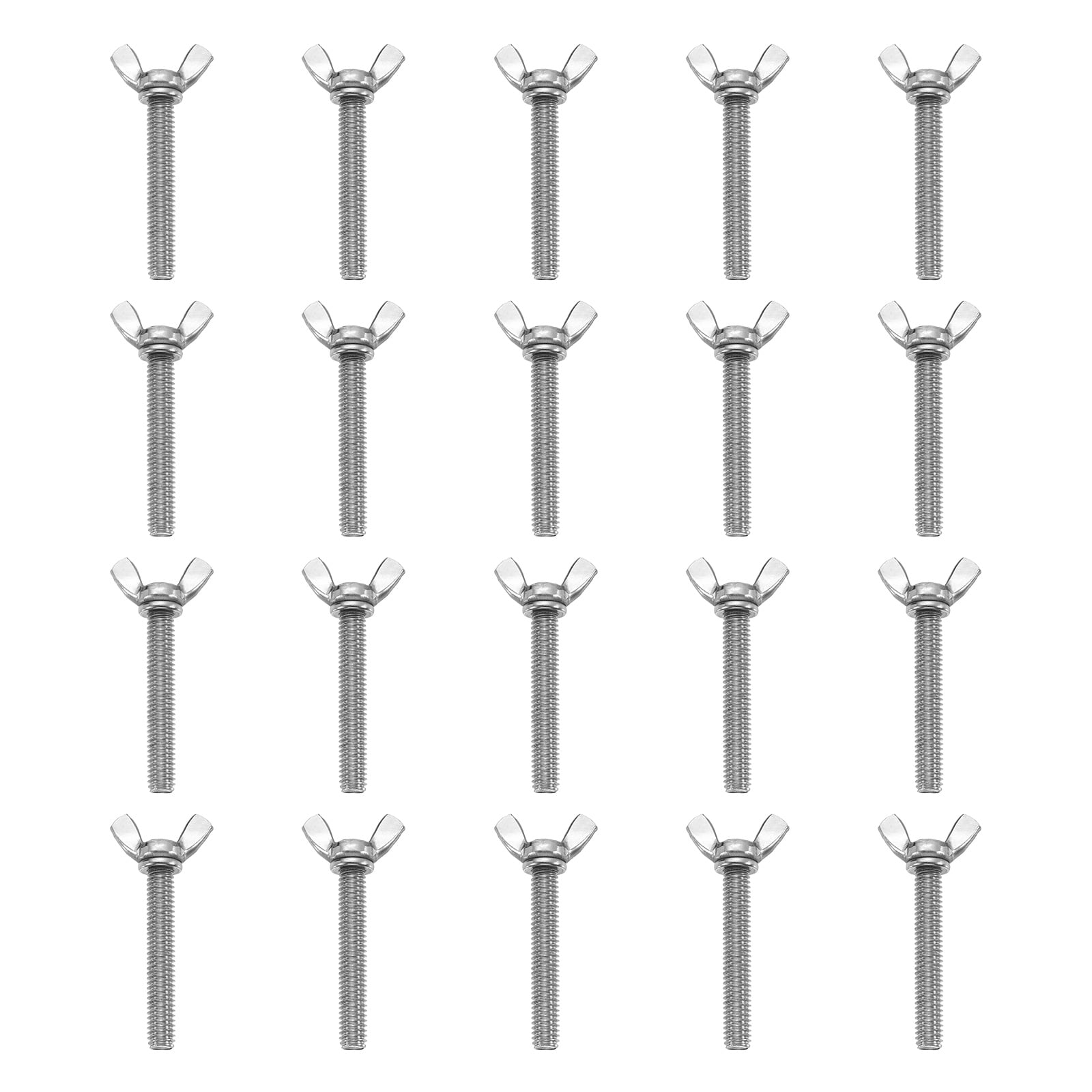 Uxcell 20 Pack 5/16-18" x 2" Wing Butterfly Screw Bolts, 304 Stainless Steel Machine Fastener, Thumb Hand Screws for Electronic Equipment, Silver Tone
