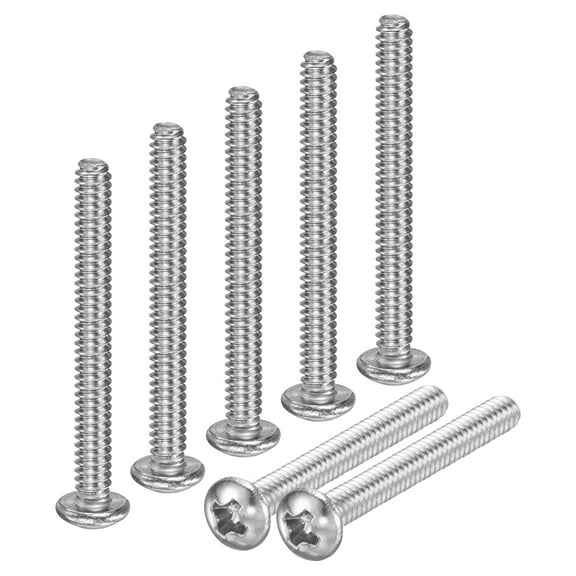 Uxcell 20-Pack 6-32x1-1/4 Pan Head Machine Screws 304 Stainless Steel Cross Head Fully Threaded Bolts for Furniture Silver