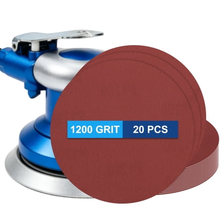 Uxcell 20 Pack 6 Inch PSA Sanding Discs 1200 Grit Aluminum Oxide Self Adhesive Sticky-Back Sandpaper for DA Sander and Disc Sander, Good for Wood Car Paint Polish Fine Grinding, Red