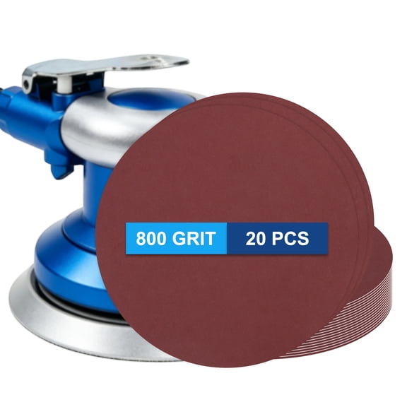 Uxcell 20 Pack 6 Inch PSA Sanding Discs 800 Grit Aluminum Oxide Self Adhesive Sticky-Back Sandpaper for DA Sander and Disc Sander, Good for Wood Car Paint Polish Fine Grinding, Red