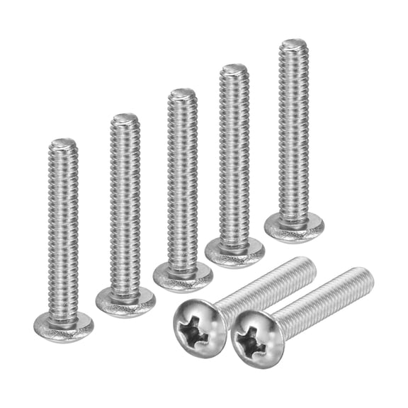 Uxcell 20-Pack 8-32x1 Pan Head Machine Screws 304 Stainless Steel Cross Head Fully Threaded Bolts for Furniture Silver