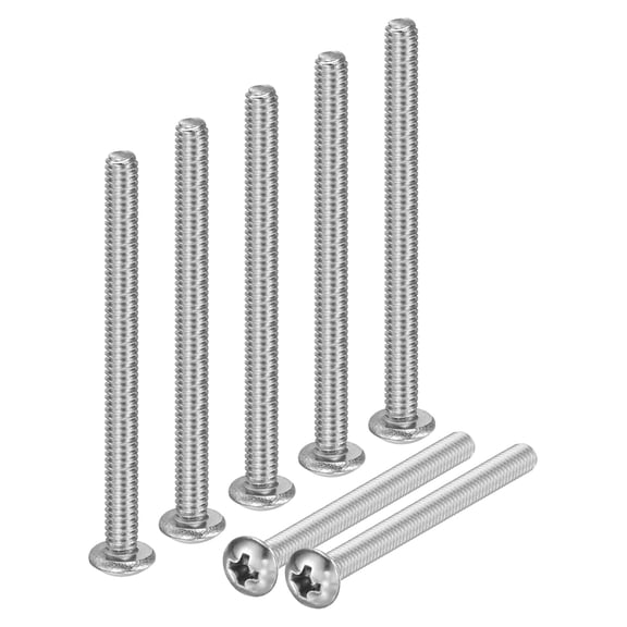 Uxcell 20-Pack 8-32x2 Pan Head Machine Screws 304 Stainless Steel Cross Head Fully Threaded Bolts for Furniture Silver