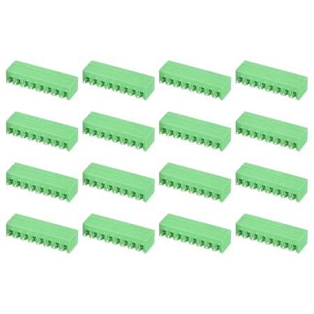 Uxcell 20 Pack 8 Pin 3.81mm Pitch PCB Terminal Block Connectors, 300V 8A Pitch PCB Terminal Block Plug Connector for 28-16AWG Cable, DIY Electronic Projects(Green, 31.5x7.3x12.8mm)