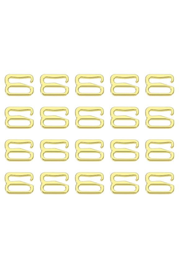 20 Pack 8mm 9 Shape Bra Strap Hooks, Adjustment Slide Bra Strap Clips, Gold
