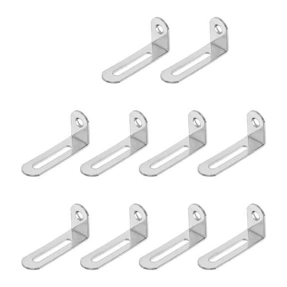 Uxcell 20 Pack Adjustable L-Shape Corner Brace, 0.9" x 2.1" x 0.6" Metal Slotted 90 Degree Right Angle Corner Shelf Bracket Support Brace, Silver