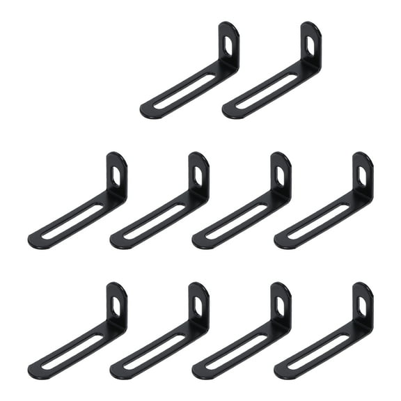 Uxcell 20 Pack Adjustable L-Shape Corner Brace, 0.9" x 2" x 0.5" Metal Slotted 90 Degree Right Angle Corner Shelf Bracket Support Brace, Black