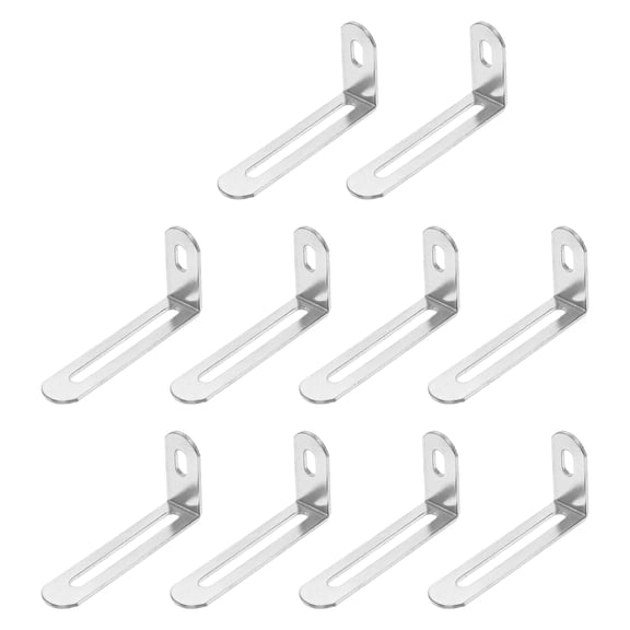 Uxcell 20 Pack Adjustable L-Shape Corner Brace, 1.3" x 2.6" x 0.6" Metal Slotted 90 Degree Right Angle Corner Shelf Bracket Support Brace, Silver