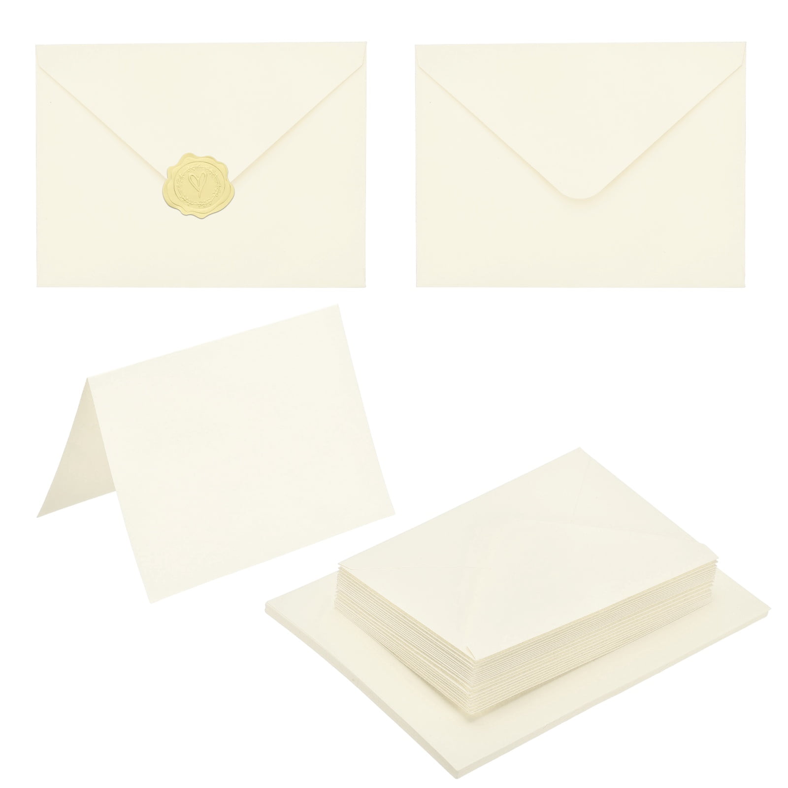 Uxcell 20 Pack Beige 4x6 Envelopes with Cards, V Flap A6 Envelopes with ...