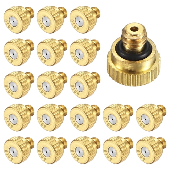 Uxcell 20-Pack Brass Misting Nozzles, 0.024inch/0.6mm Orifice Heavy Duty 10/24 UNC Screw Thread Misting Nozzle Plug