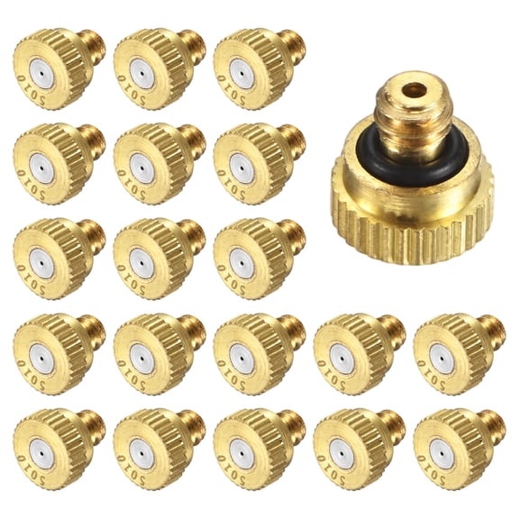 Uxcell 20-Pack Brass Misting Nozzles, 0.02inch/0.5mm Orifice Heavy Duty 10/24 UNC Screw Thread Misting Nozzle Plug