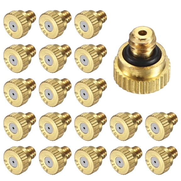 Uxcell 20-Pack Brass Misting Nozzles, 0.031inch/0.8mm Orifice Heavy Duty 10/24 UNC Screw Thread Misting Nozzle Plug