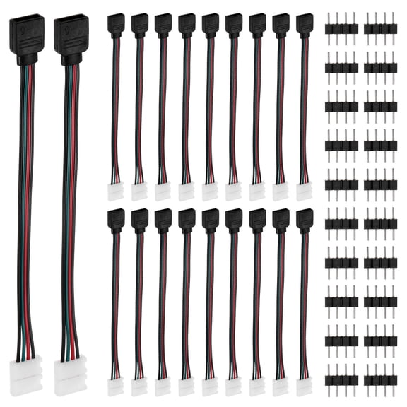 Uxcell 20-Pack COB LED Light Connectors 10mm 4-Pin Double Headed Snap for Yard/Outdoor/Indoor/Party, DIY COB/SMD Strip Light