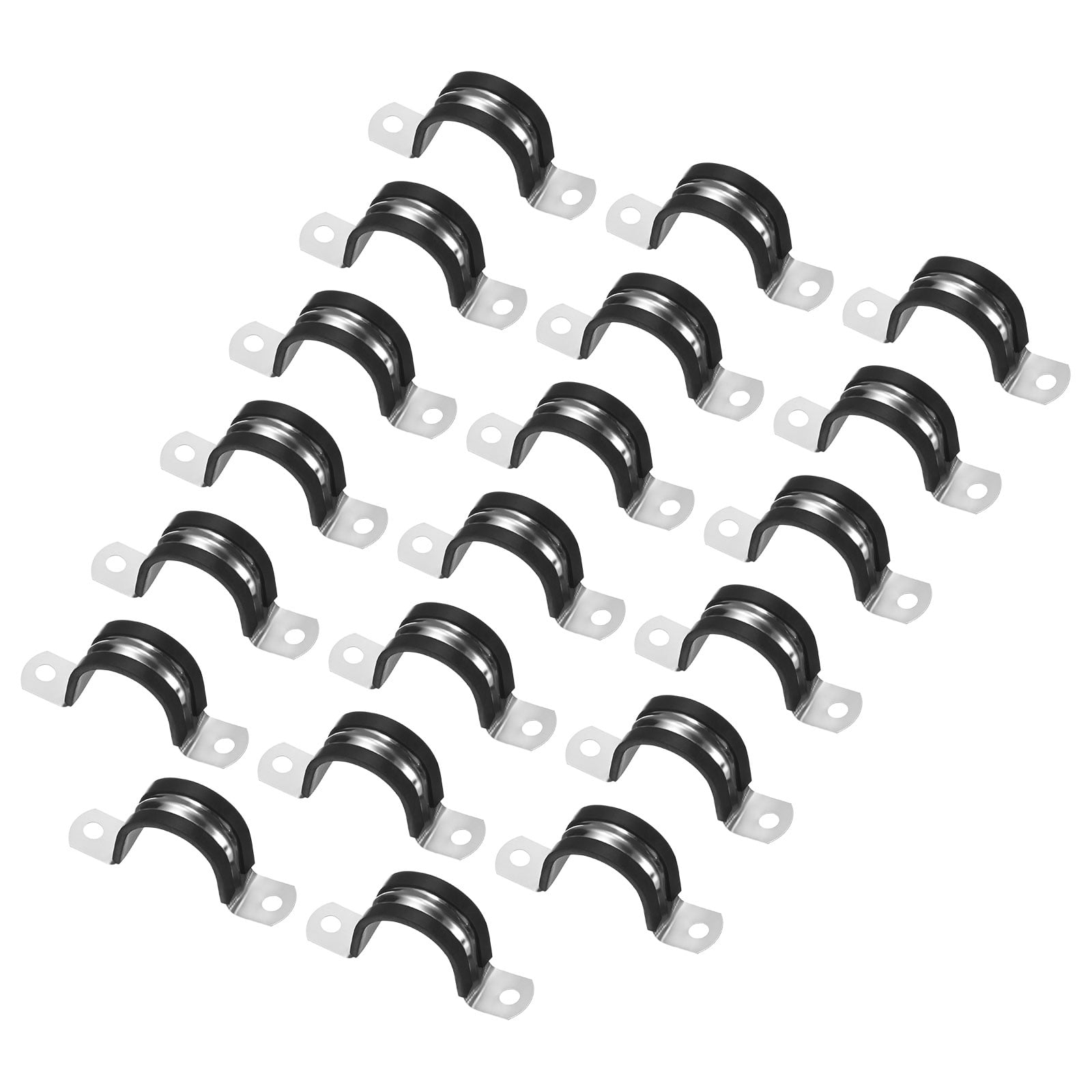 Uxcell 20-Pack Cable Clamps, 1/4 Inch Stainless Steel Rubber Cushioned ...