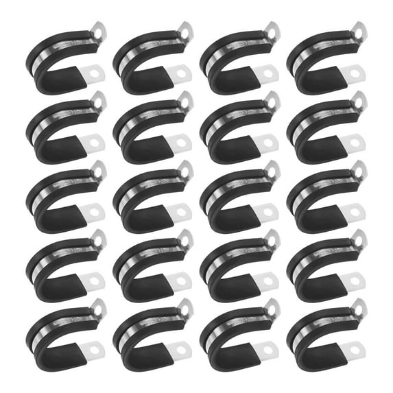 Uxcell 20 Pack Cable Clamps 28 mm 304 Stainless Steel Rubber R Shape for Tube