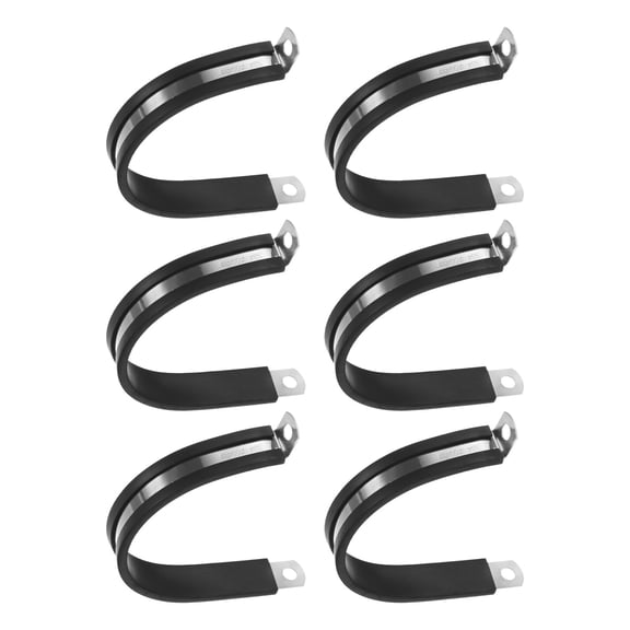 Uxcell 6 Pack Cable Clamps 55 mm 304 Stainless Steel Rubber R Shape for Tube