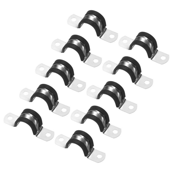Uxcell 20-Pack Cable Clamps, 1/4 Inch Stainless Steel Rubber Cushioned Clamp R Shape for Tube/Wire/Pipe