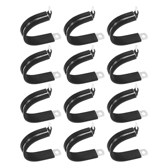 Uxcell 20-Pack Cable Clamps, 1/4 Inch Stainless Steel Rubber Cushioned Clamp R Shape for Tube/Wire/Pipe