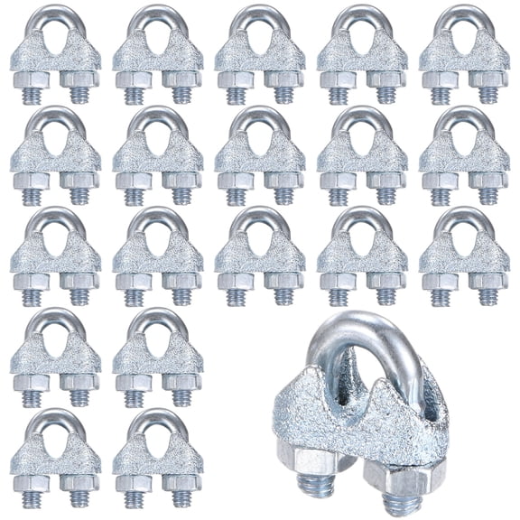 Uxcell 20-Pack Cable Clamps, M3 Carbon Steel Wire Rope Clip Thimble U Bolt Saddle Fastener Wire Clamps