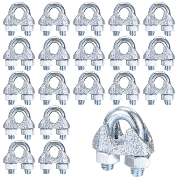 Uxcell 20-Pack Cable Clamps, M5 Carbon Steel Wire Rope Clip Thimble U Bolt Saddle Fastener Wire Clamps