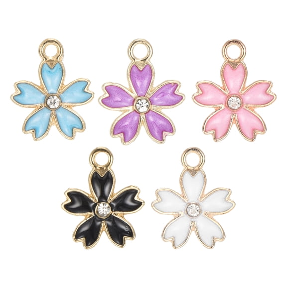 Uxcell 20 Pack Cherry Blossoms Charm Pendants Pendants DIY, 17x14mm, Purple/White/Blue/Black/Pink